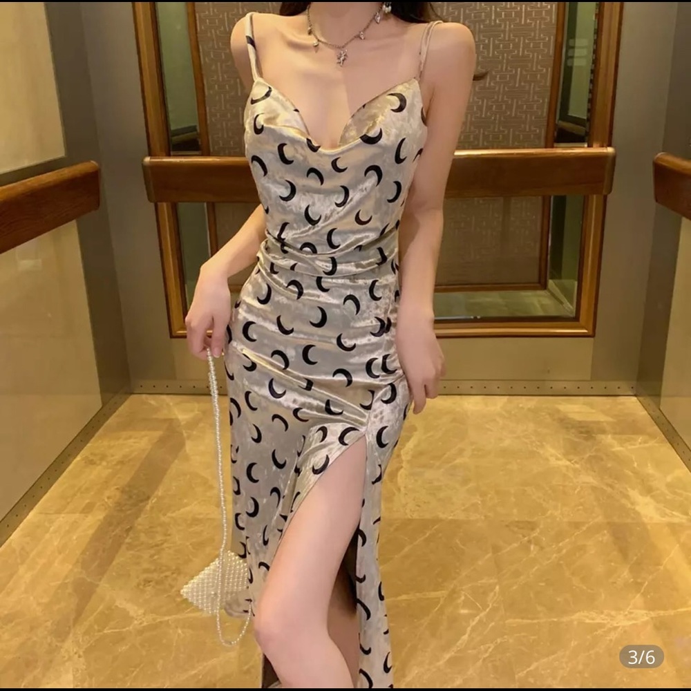 Crescent Moon High Slit Dress